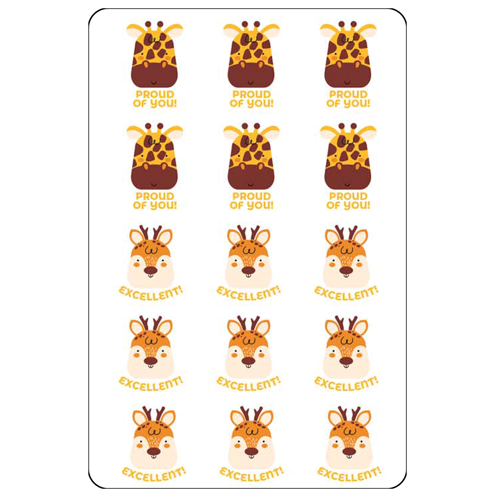 Jungle Animals Encouragement Sticker Pack